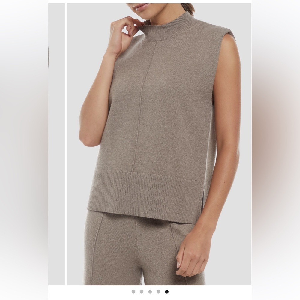 Three DOTS Seamed Sleeveless Sweater Cinder color  (sz L) NWOT